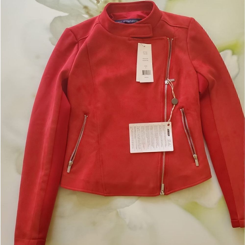 French Connection suede biker jacket red - Picture 4 of 6